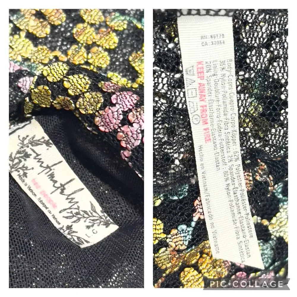 Free Prople Forget Me Not SZ L Floral Metallic Slip Dress - Picture 7 of 7